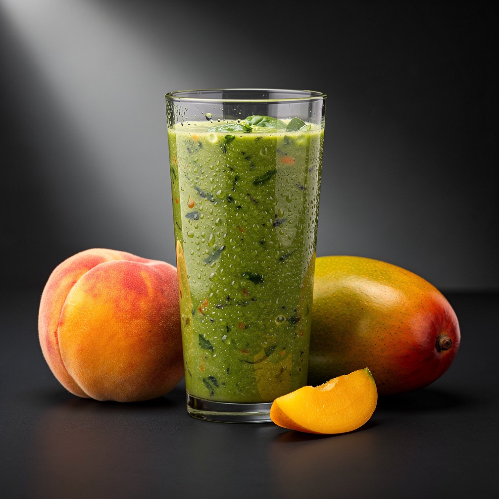 Grüne Smoothie-Bowl mit Bergpfirsich