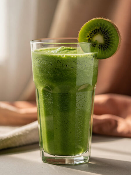 Spinat Smoothie Rezept mit Apfel, Kiwi und Wein­trauben