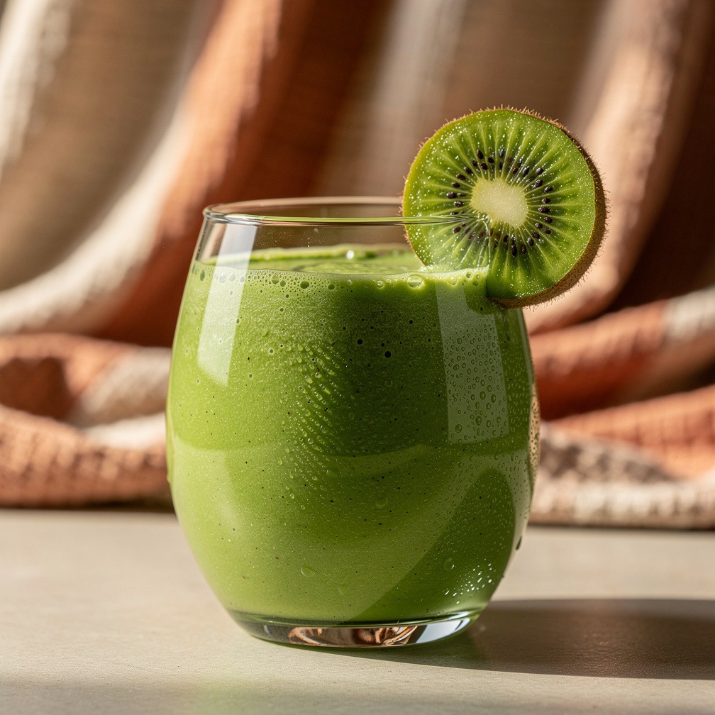 Spinat Smoothie Rezept mit Apfel, Kiwi und Wein­trauben