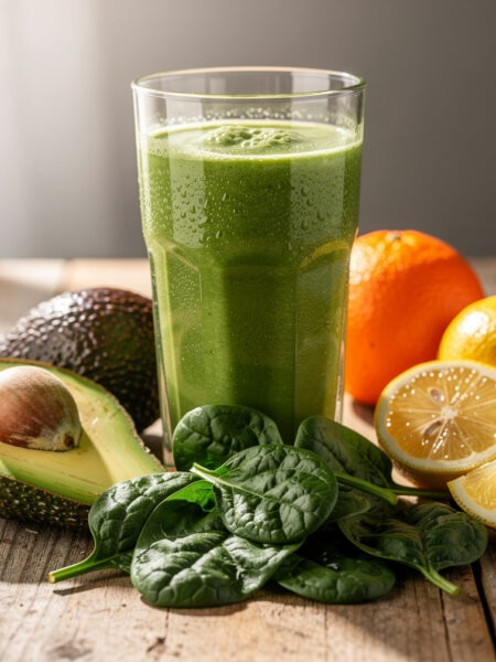 grüne Smoothie mit Spinat, Banane und Grapefruit Cremig