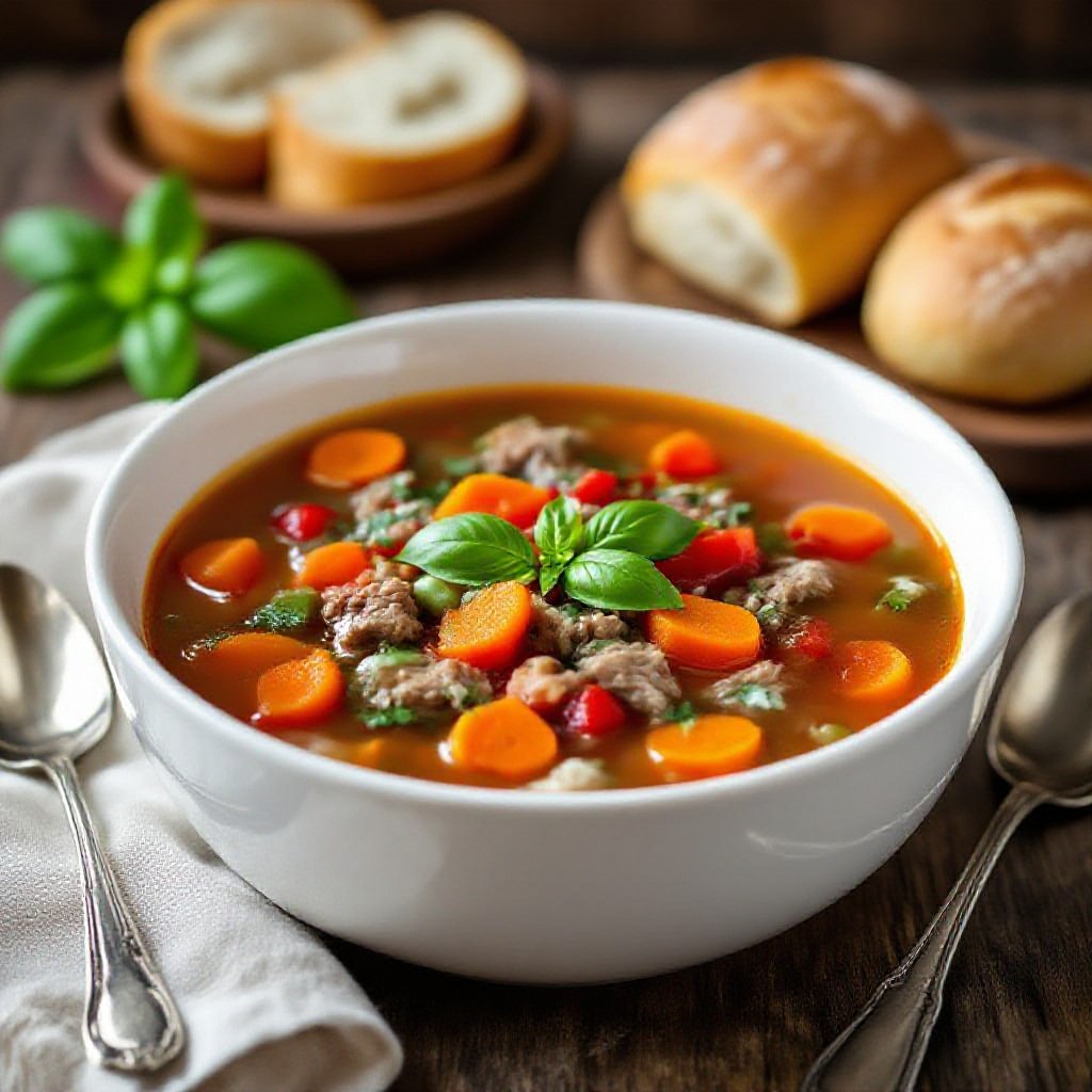 pikante suppe mit hackfleisch