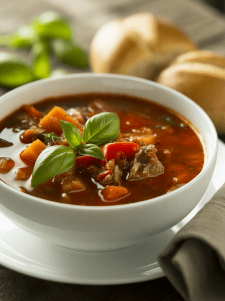 pikante suppe mit hackfleisch