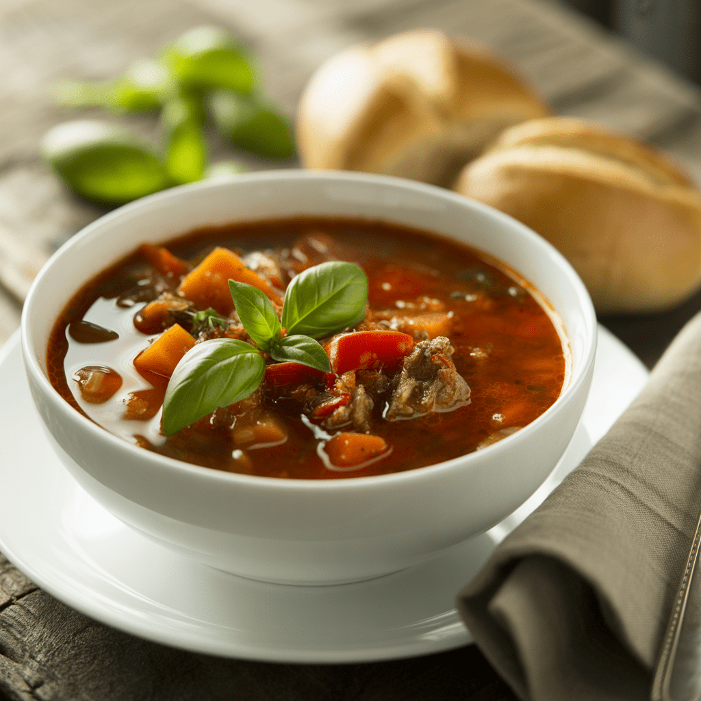 pikante suppe mit hackfleisch