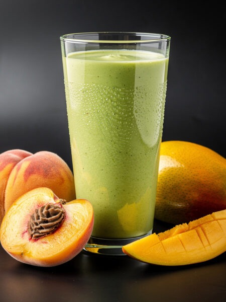 Grüne Smoothie-Bowl mit Bergpfirsich