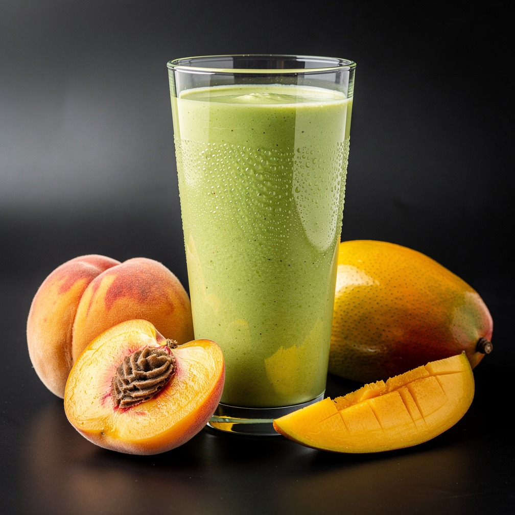 Grüne Smoothie-Bowl mit Bergpfirsich