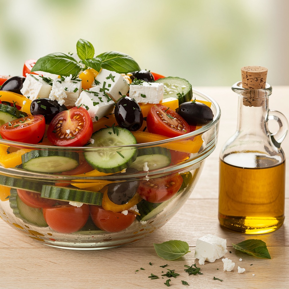 Uschis griechischer Schichtsalat ist der Star auf jedem Buffet! Schicht für Schicht ein Genuss – frisch, knackig und perfekt zum Grillen. Jetzt Rezept holen!