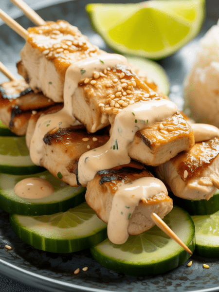 hähnchen-saté mit zitronenmarinade