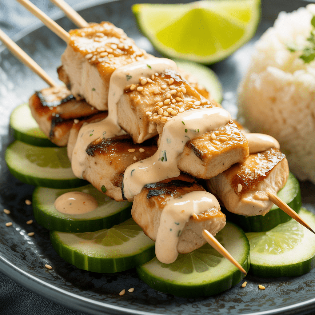 hähnchen-saté mit zitronenmarinade